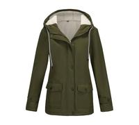 Florence - Chaqueta de invierno acolchada extra larga, color caramelo, para exteriores, talla grande, con capucha, resistente al viento, chaqueta impermeable para mujer, abrigo cálido, verde, L