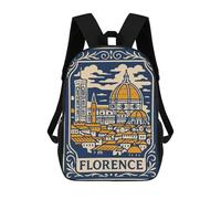 Florence Cityscape Illustration Mochilas Impresas En 3D Para Niños 17inch Mochilas De Moda Informales Para El Día A Día, Bolsas De Viaje, Mochilas Informales Para Exteriores Para Niños Y Niñas