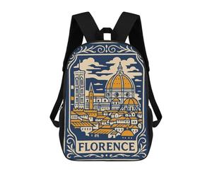 Florence Cityscape Illustration Mochilas Impresas En 3D Para Niños 17inch Mochilas De Moda Informales Para El Día A Día, Bolsas De Viaje, Mochilas Informales Para Exteriores Para Niños Y Niñas