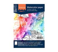 Florence Papel Acuarela A5-100 uds - Blanco Liso - 200 g
