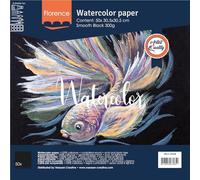 Florence suave, negro, 300 gramos/m², 50 unidades, cuadrado, 30,5 x 30,5 cm, para acuarela, lettering, brush cartelería y otras manualidades de papel, 30.5 x 30.5 cm