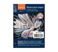 Florence Papel para Acuarela Liso - Papel Aquarelle para Pintura al Agua A6 - Negro - Bloc de Dibujo y Cuaderno para Dibujar, Papel Artístico y para Acuarela - 300 gsm