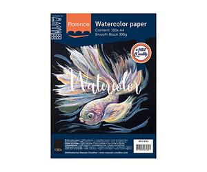 Florence Suave, Negro, 300 Gramos/m², 100 Unidades, DIN A4, para Acuarela, Lettering, Brush cartografía y Otras Manualidades de Papel