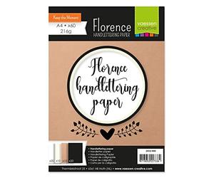 Florence Vaessen Creative Papel Hand lettering, A4, 216 GSM, 60 Hojas en Color Blanco, Marfil, Marrón y Negro para Caligrafía, Brush Lettering, Proyectos de Arte e Ideas de Manualidades