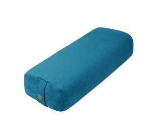 Florensi Yoga Bolster Pillow - Luxurious Velvet Bolster for Restorative Yoga - Large Rectangular Cushion with Carry Handle -Supportive Meditation Cushion-Machine Washable Cover and Carry Handle (Blue)