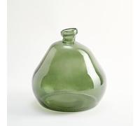 Florero Bajo de Vidrio Reciclado y Diseño Liso Irregular - Jarrón de Cristal Artesanal Estilo Mediterráneo Decoración del Hogar (Verde Oliva)