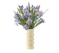 Florero de Burbujas, Florero de Cerámica Blanca, Florero Alto, Florero Cilíndrico Redondo Moderno, Florero Ondulado de Flores Secas, Floreros Decorativos Multicolores para Sala de Estar,(Amarillo-L)