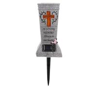 Florero de Cementerio, Soporte Solar para Flores para Tumba con Decoraciones para Exteriores de Tumba de Resina Cruzada Brillante, Gris, 15, 2 Pulgadas
