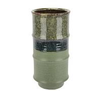 Florero de cerámica Acanalado, Forma cilíndrica, Verde, Gris, marrón, Mate, Brillante, jarrón de cerámica, jarrón Decorativo para Flores, Hierba de Pampas, Flores secas, ramitas, Flores Artificiales,