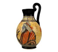 Florero de cerámica griega de cerámica con figura negra, pintura de rey Dios Zeus 6.3 pulgadas