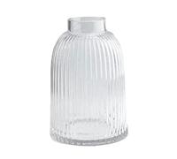 Florero de Cristal de Rayas Verticales, florero Decorativo Alto Moderno, arreglo Floral for Mesa de Boda, Centro de Mesa, Cocina del hogar(Transparent,24CM)