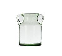 Florero de Cristal para Decoración, Jarrones de Cristal para Centros de Mesa, Florero de Doble Oreja, Florero Soplado a Mano Transparente, Florero Decorativo para Comedor, Dormitorio, Baño,(S-Verde)