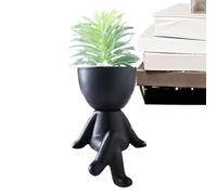 Florero de figura | Figura pequeña de cerámica creativa de mesa, jarrón con forma de cuerpo humano, maceta pequeña con forma de cabeza de personas para flores