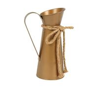 Florero Decorativo Recipiente Metálico Rústico con Forma de Jarra Y Asa Ideal para Organizar Flores O Secas Adecuado en Comedor Recibidor Dor, Bronce, Individual