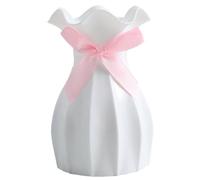Florero, florero Decorativo Moderno de plástico Blanco con Lazo, jarrones Minimalistas inastillables para Sala de Estar y Dormitorio