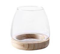 Florero Hidroponico - 6 Pulgadas, Base De Madera, Pecera Ecologica | Centro Mesa para Boda Event Home Decor Salon Dormitorio Oficina Escritorio Decoracion Interior Jardin Moderno