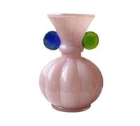 florero Jarrón Vintage de Vidrio Doble asa, Hecho a Mano, Bonito arreglo Floral for Flores Artificiales secas Frescas florero(Pink)