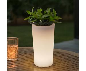 Florero Lindby LED recargable Florista, RGB, IP54, Ø 12cm, blanco