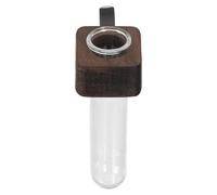 Florero para Coche de Ventilación con Tubo de 20ml y Soporte | Abrazadera Metálica Extraíble, Base de Madera y Vidrio, para Brotes y Ramos Pequeños en Viaje
