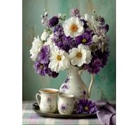 Florero Pintar por Numeros Adultos, Flor Pintar por Numeros Niños, DIY Cuadros Manualidades Adultos, Paint by Numbers Adult Kits con Pinceles y Pinturas Acrílicas, Decoracion Otoño, 30x40cm D-5596