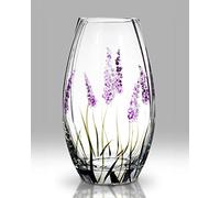 Florero redondo de cristal con diseño de lavanda morada de calidad, vidrio soplado a mano, ideal para cumpleaños, inauguración de la casa, tercera boda, 20 cm