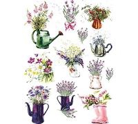 Floreros de papel de arroz, 29,21 x 40,64 cm, 12 imágenes únicas impresas en papel de morera de 36 g/m², fibras visibles para decoupage, muebles, renovación y manualidades.