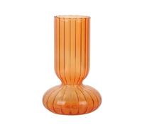 Floreros de Vidrio para Centros de Mesa, Floreros Transparentes Coloridos, Floreros de Vidrio Altos a Rayas Elegantes, Decoración del Hogar, Decoración de Mesa Central de Boda, 10x16cm(Naranja)