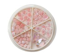 Flores 3D rosas rosas arte perlas redondas diamantes de imitación para decoración de uñas