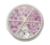 Flores 3D rosas rosas arte perlas redondas diamantes de imitación para decoración de uñas