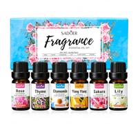 Flores aceites Esenciales para Humidificador 6 x 10ML,Puro Aceites Esenciales Naturales Aceite Perfumado,Set de aceites Esenciales Aromaterapia para Difusor,Cuerpo Cuidado,Relajación,Masaje