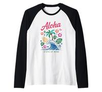 Flores Aloha State Of Mind Palm Wave Camiseta Manga Raglan