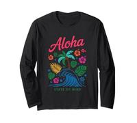 Flores Aloha State Of Mind Palm Wave Manga Larga