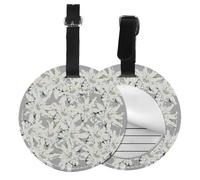 Flores alpinas suizas modernas de Edelweiss,Etiquetas de equipaje de cuero sintético con nombre, etiquetas de viaje duraderas, 2 unidades