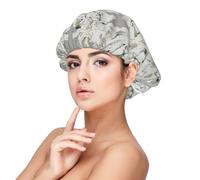 Flores alpinas suizas modernas de Edelweiss,Gorro de dormir de satén para adultos - Gorro de dormir elástico para mujer, cubrecabello nocturno