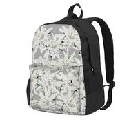 Flores alpinas suizas modernas de edelweiss,Mochila con bolsillos, mochila informal para el día a día, resistente al agua, ideal para la escuela, viajes