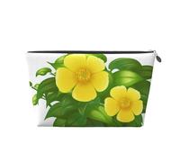 Flores Amarillas en arbusto Verde, Bolsa de artículos de tocador Bolsa de Maquillaje Bolsa de cosméticos Bolsa de artículos de tocador de Viaje portátil