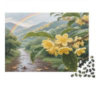 Flores Amarillas Valle Puzzle de 1000 Piezas Puzzle para Adultos Paisaje Natural Arco Iris Relajación Concentración Decoración Regalo 70x50cm/1000pcs