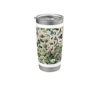 Flores Arte Floral Boho Retro Vintage Mujeres Flores Silvestres Vaso térmico de acero inoxidable de doble pared