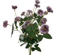 Flores artesanales Ramo de 3 Flores Artificiales for decoración Interiores, 15 Rosas pequeñas Seda, imitación for Bricolaje(Purple)