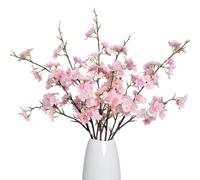 Flores Artificiales ,4 Ramas Flores de Cerezo Artificiales, Flor Falsa de 100 cm,Tallos Largos, Flores Artificiales para Boda Fiesta Hogar Jarron Mesa Balcon Jardinera,Arreglos Florales (Rosa Oscuro)