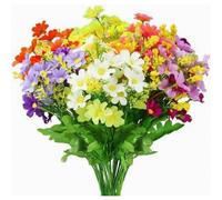 Flores artificiales, 6 ramos de 6 plantas artificiales para balcón e interior, decoración floral de plástico, flores resistentes a los rayos