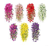 Flores artificiales colgantes de gloria de la mañana, 75 cm, rojo, morado, blanco, amarillo, rosa, vid de plástico de dos tonos para jardines al aire libre, porches, patios, decoración de pared (2)