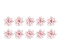 Flores artificiales corona dorada para purpurina 14,5 cm para puerta flores | Juego de 10 flores doradas, 14,5 cm de diámetro, brillantes para superficie, mezcla de plástico y tela