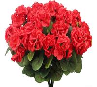 Flores artificiales de 14 pulgadas, geranios de seda para uso en exteriores, 3 paquetes para arreglos florales creativos (rojo)