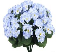 Flores artificiales de 14 pulgadas, geranios de seda para uso en exteriores, 3 paquetes para arreglos florales creativos (azul)