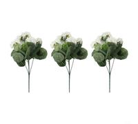 Flores artificiales de 14 pulgadas, geranios de seda para uso en exteriores, 3 paquetes para arreglos florales creativos (blanco)