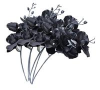 Flores artificiales de 18 pulgadas de Phalaenopsis, 6 piezas de orquídeas artificiales negras, plantas de tallo para decoración del hogar, oficina, boda