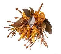 Flores artificiales de algas marinas de okra, ramo de otoño para decoración del hogar, ceremonia de boda, sostiene decoración de pared de rosa, arreglo floral falso de seda, rama de pájaro (amarillo)