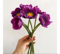 Flores artificiales de amapola falsas, 10 piezas de flores artificiales de seda, flores de látex sintético que no se decoloran para cocina, mesa, centro de mesa, boda, vacaciones, ramo de novia