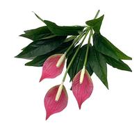 Flores artificiales de anturio, flor falsa de tacto real, planta tropical falsa para decoración del hogar (rosa)